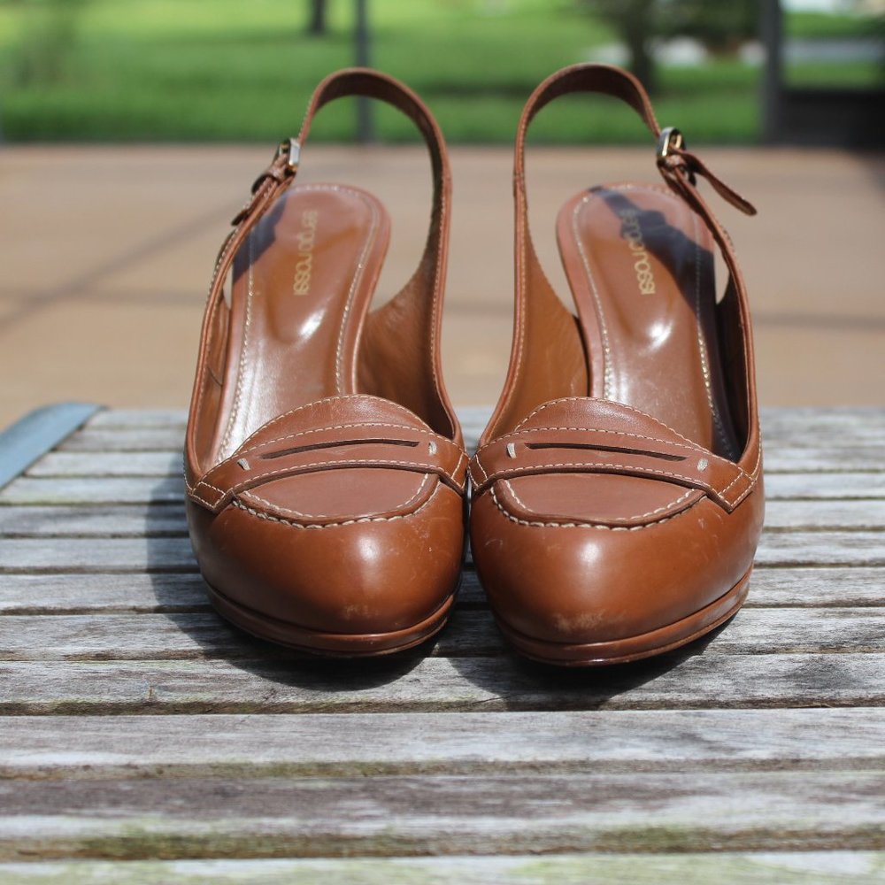 SERGIO ROSSI Leather Slingback Pumps